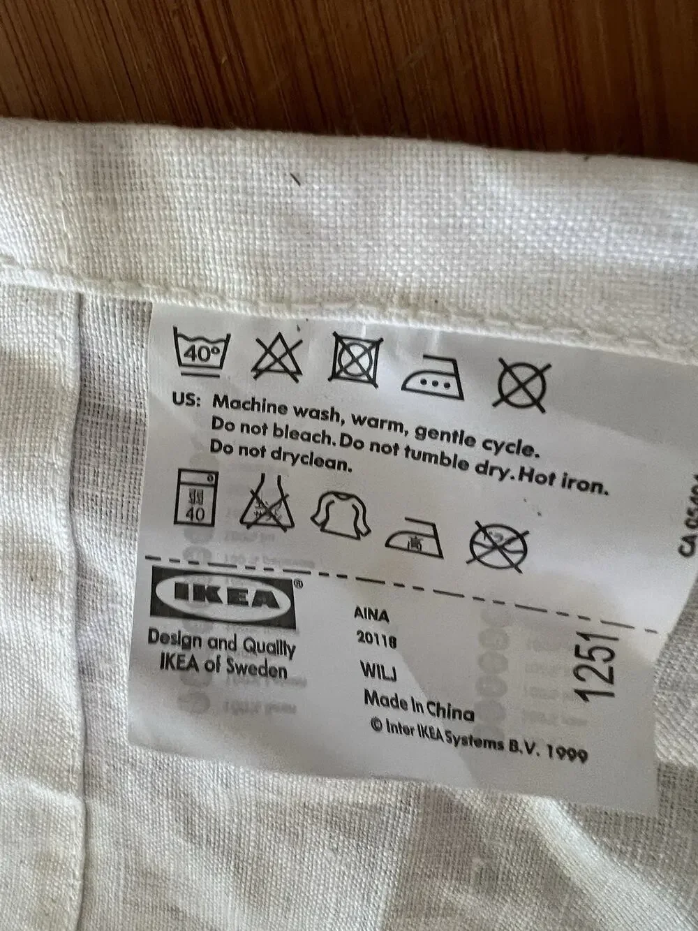Ikea 100% Linen Long Curtain One Panel Only 57 x 100” Cream Beige